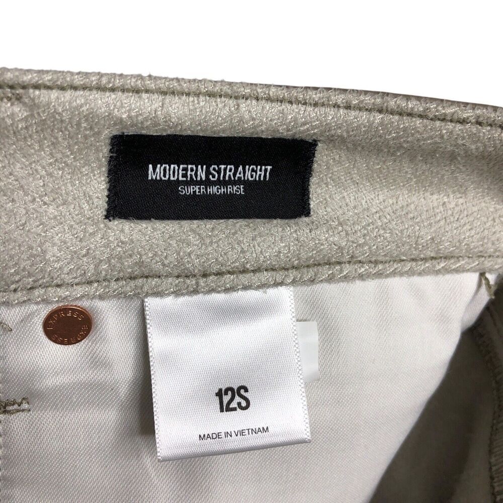 Express Pants Womens‎ 12 Short Tan Faux Leather Modern Straight Super High Rise - Picture 5 of 16